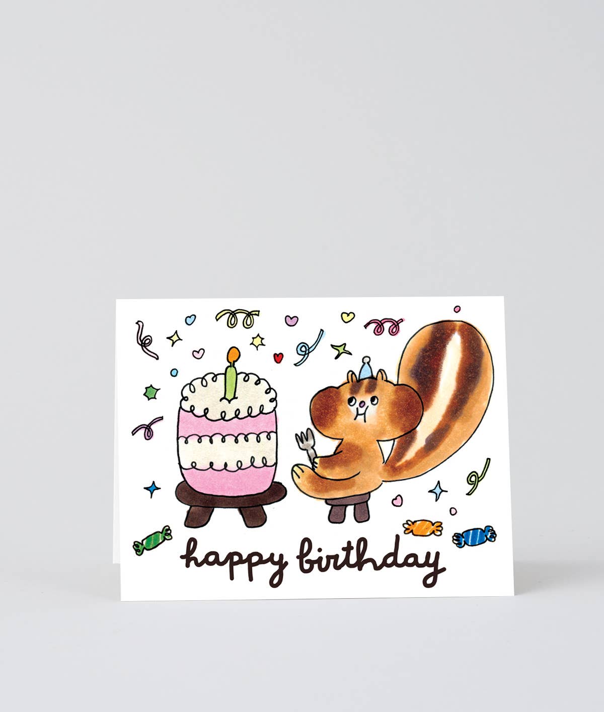 Happy Birthday Squirrel & Cake Kids Greeting Card