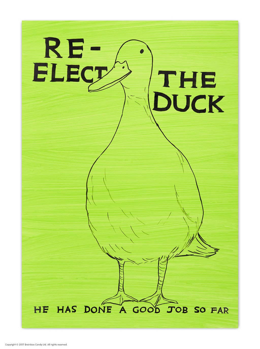 Funny A6 Art Postcard By David Shrigley - Re-elect the Duck