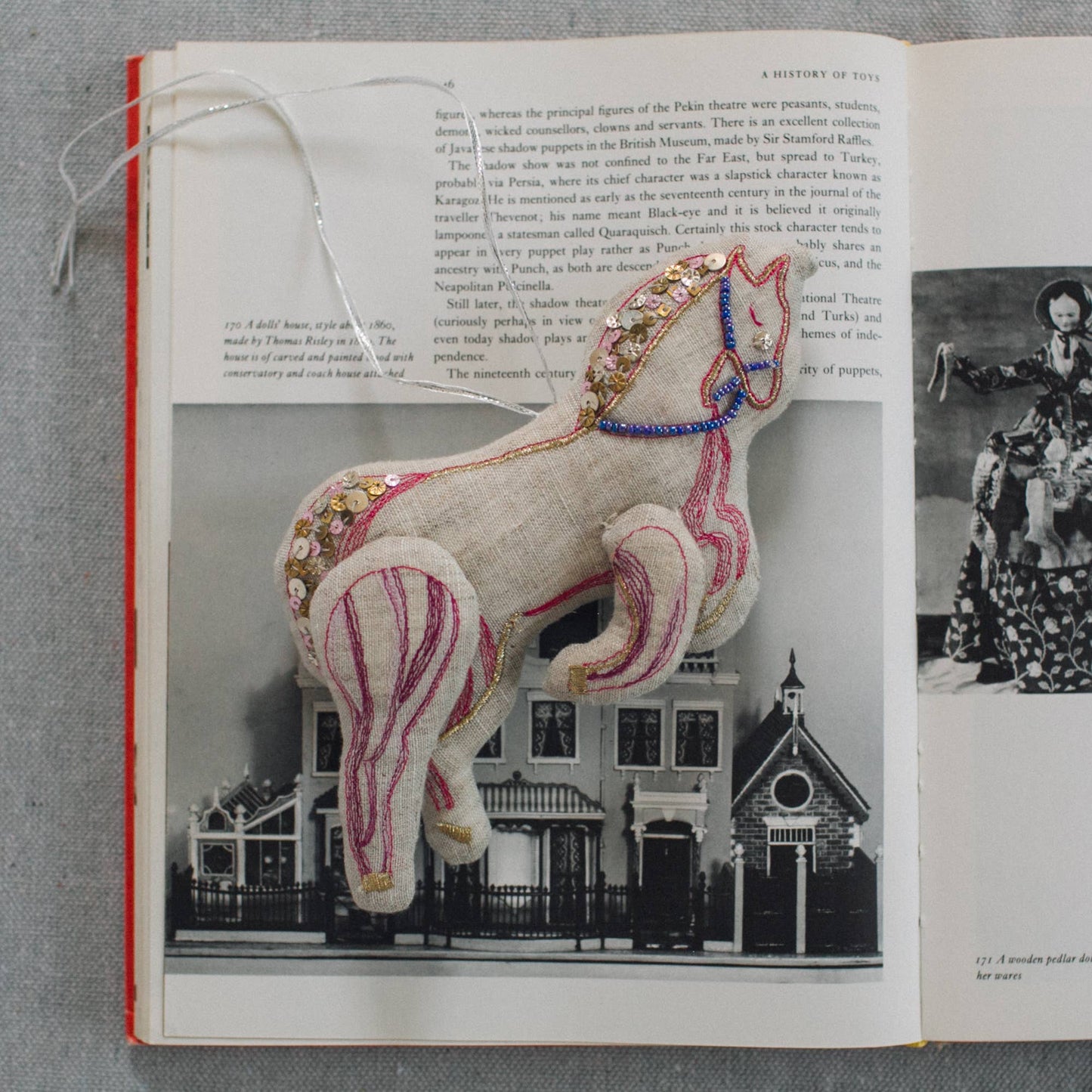 Carousel Pony Horse - Cotton Ornament, Token, Embroidered