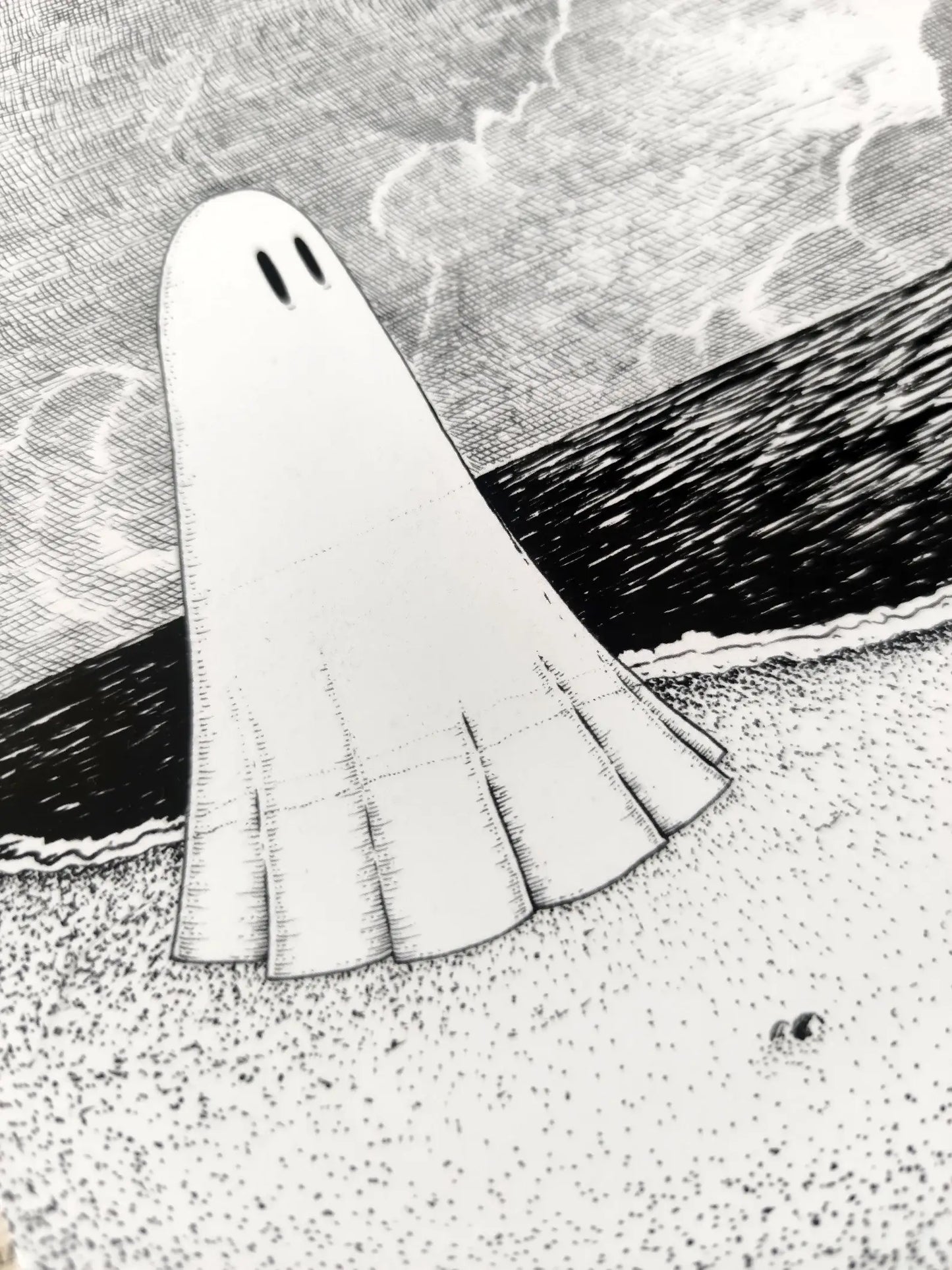 Ghost on a Lonely Beach Art Print: A4
