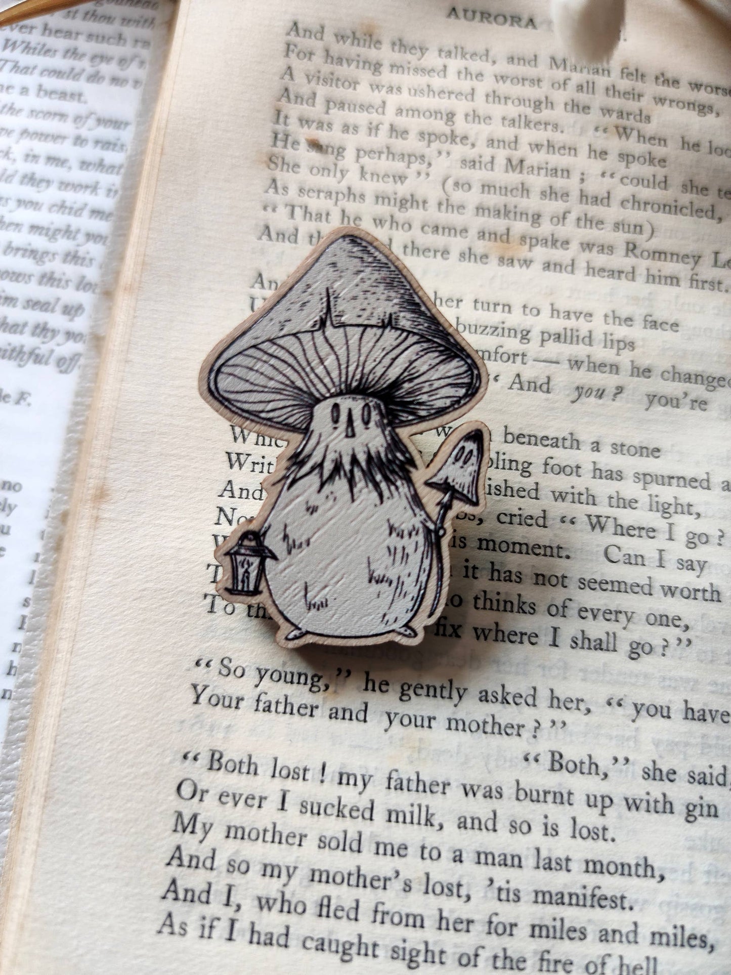 Mushroom Spirit Wooden Pin Badge