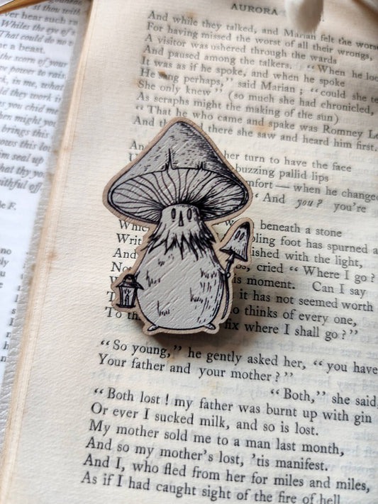 Mushroom Spirit Wooden Pin Badge