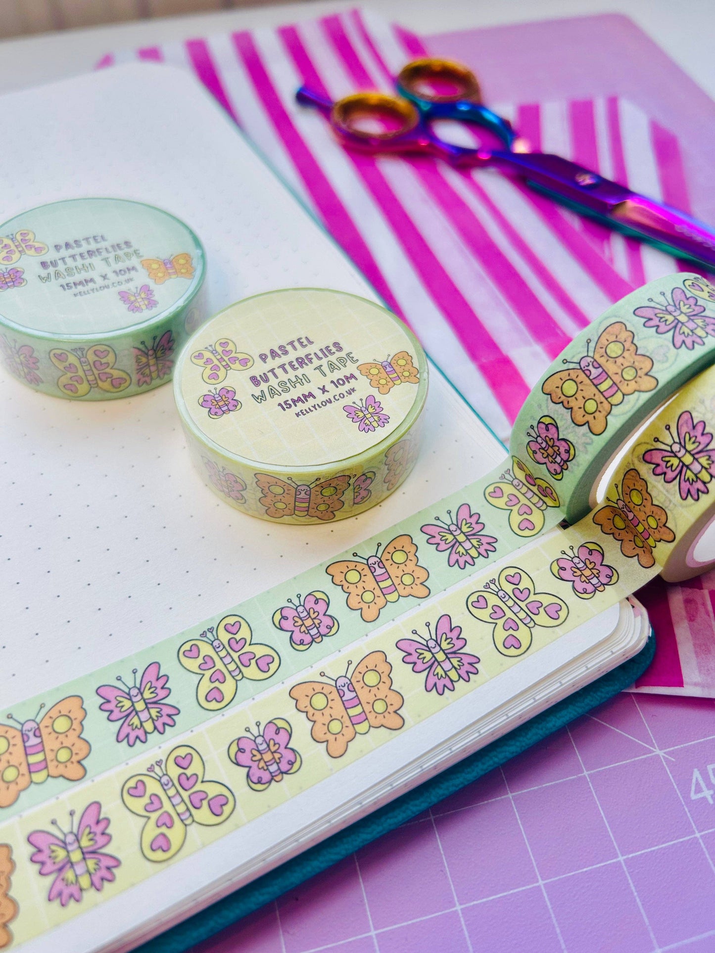 Spring Butterflies - Vertical Washi Tape: Pastel Yellow