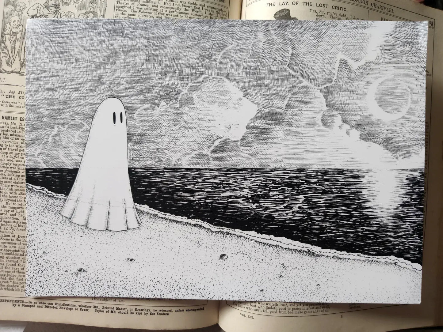 Ghost on a Lonely Beach Art Print: A4