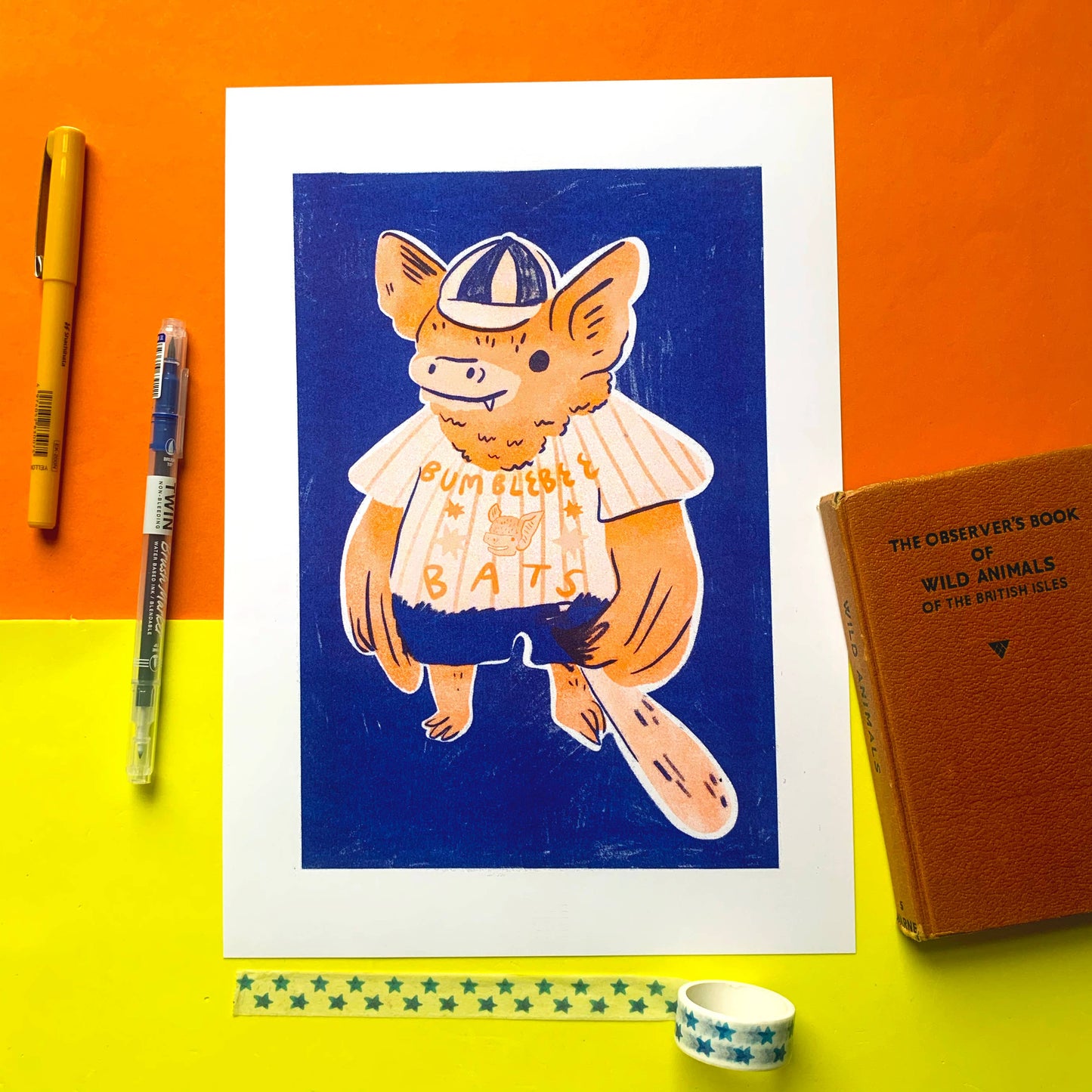 Bumblebee Bats Riso Print