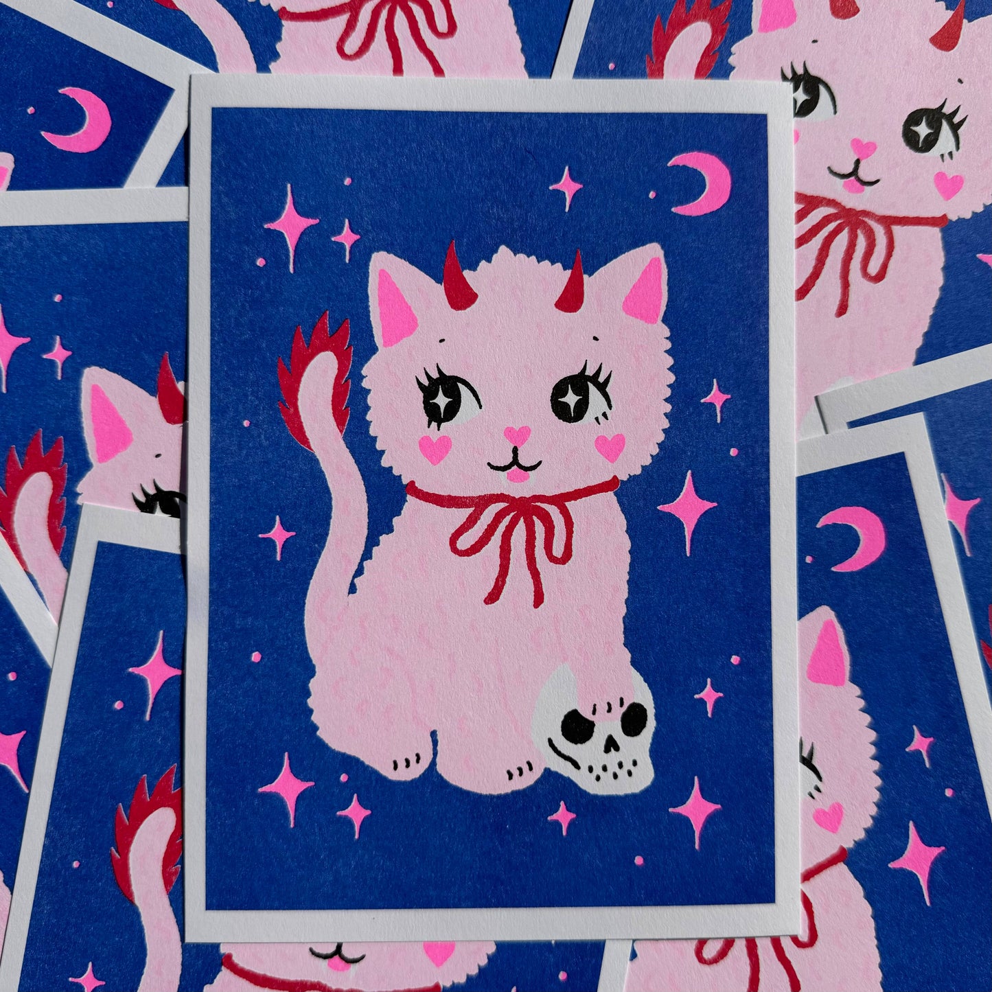 Spooky Cat A5 Risograph Print