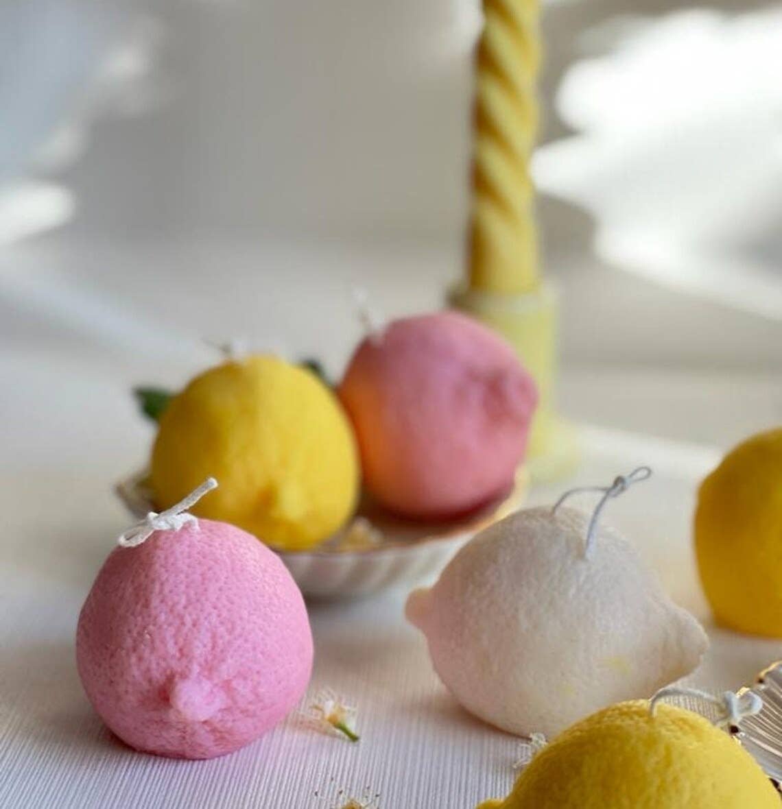 Soy Wax Sicilian Summer Lemons Candle - Unscented: Pink