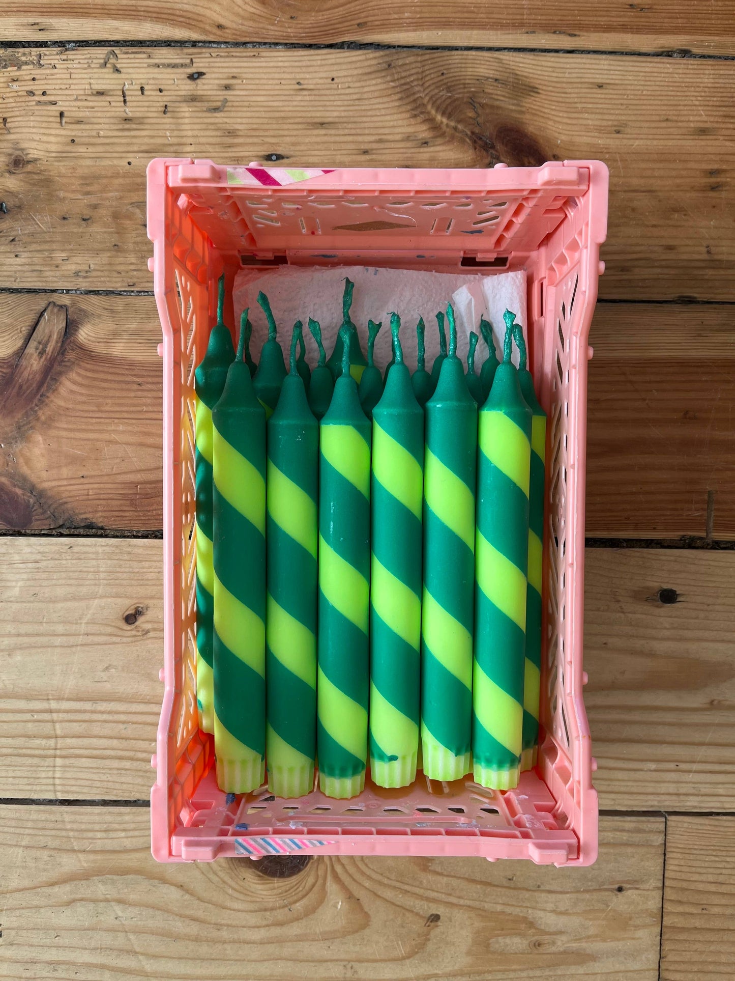 Lime Green & Forest Green Helter Skelter Candle