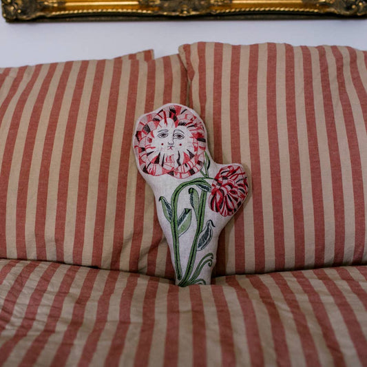 Poppies Pillow, Handmade, Cotton-filled, Embroidered Cushion