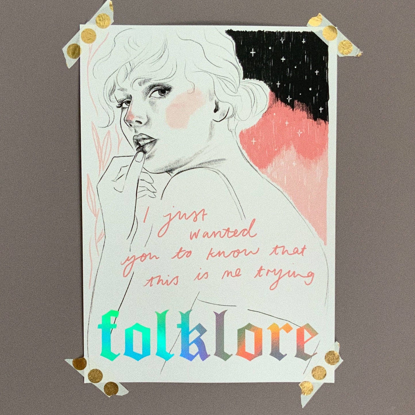 Folklore - Taylor Swift A4 holographic art print