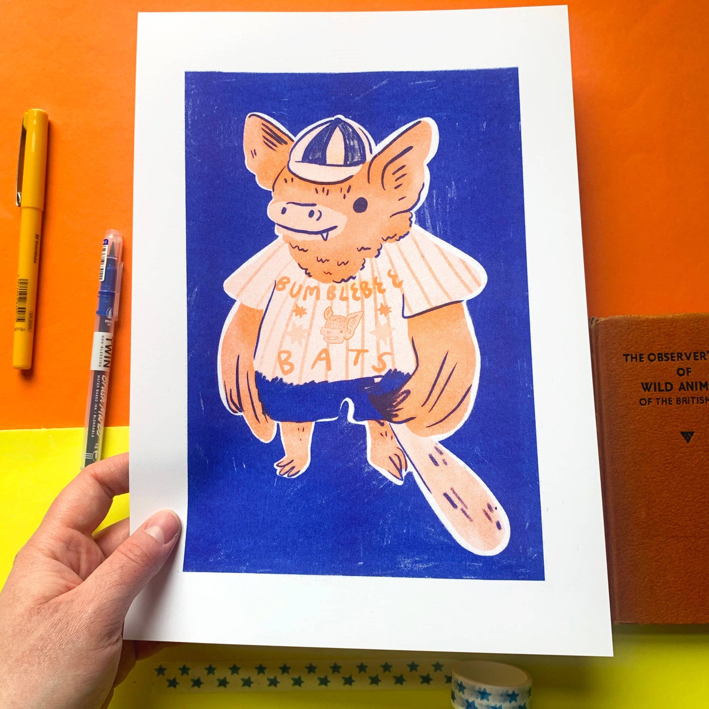 Bumblebee Bats Riso Print