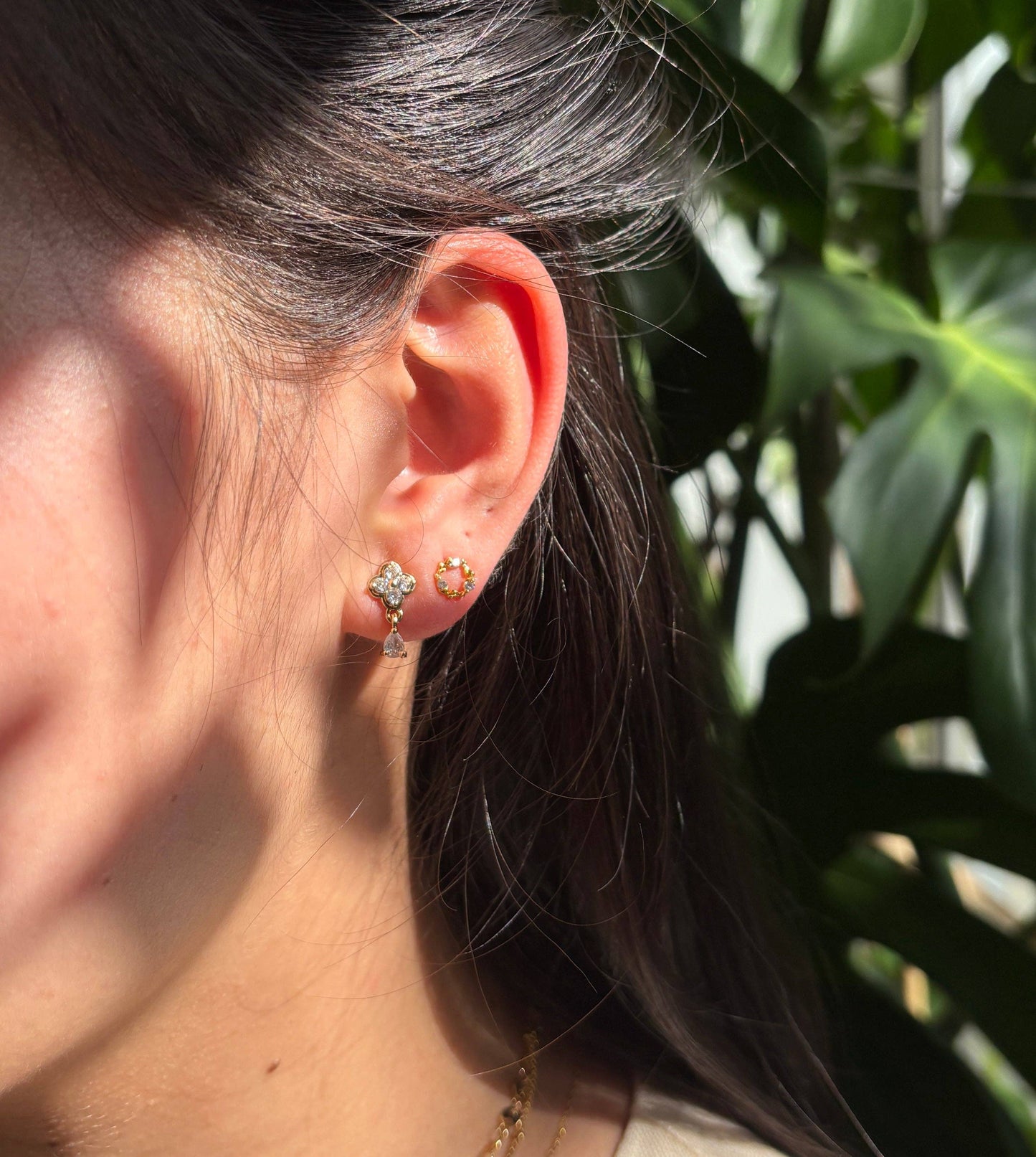 14ct Gold Plated Cubic Zirconia Drop Earrings