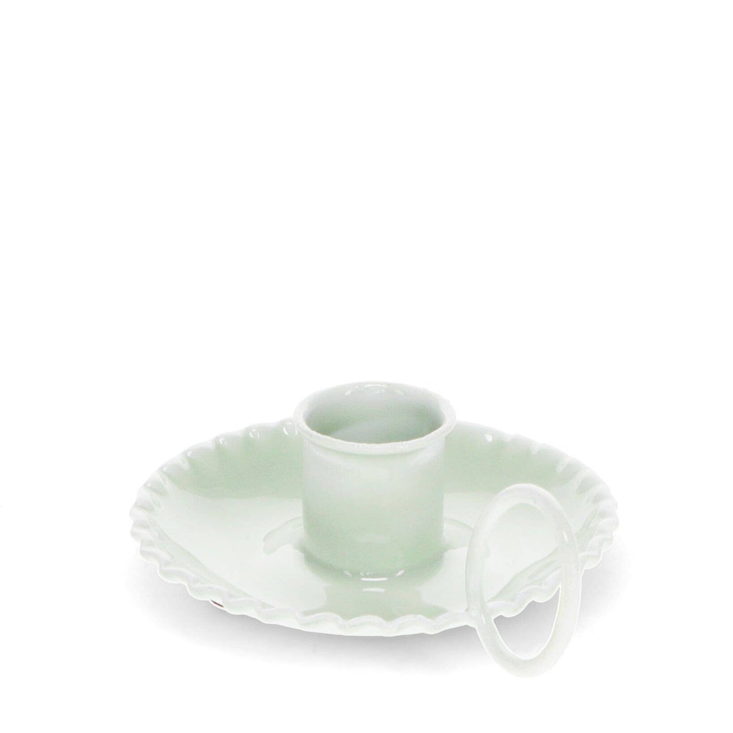 Enamel Chamberstick Candle Holder - Light Grey