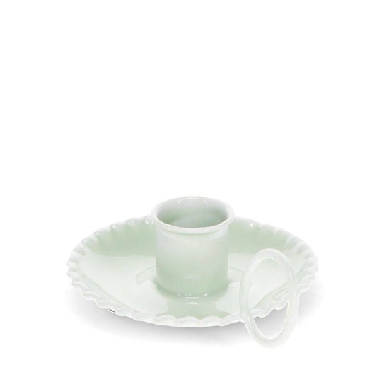 Enamel Chamberstick Candle Holder - Light Grey