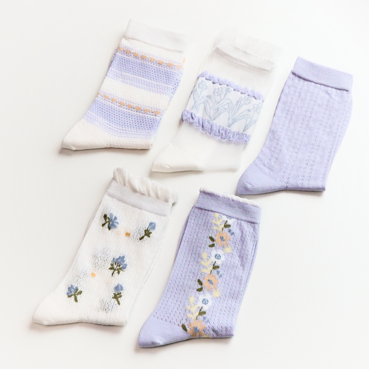 Women's Purple Floral Mesh Socks – Lightweight & Breathable: No.4