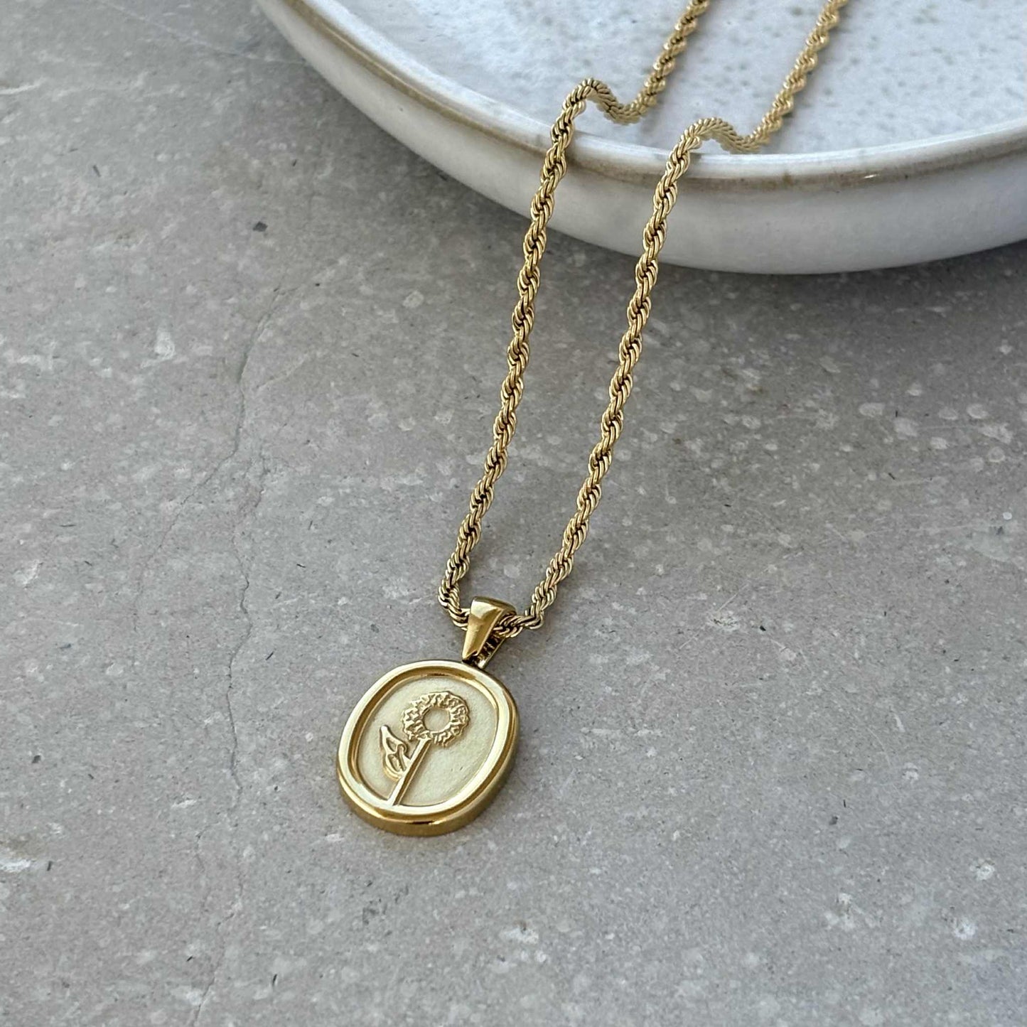 Tarnish Resistant Flower Wax Seal Pendant Necklace