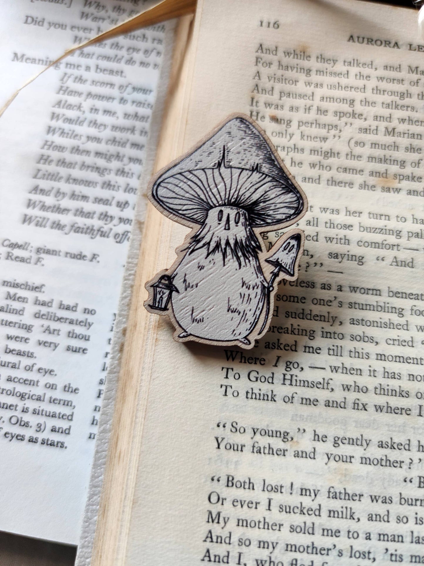 Mushroom Spirit Wooden Pin Badge