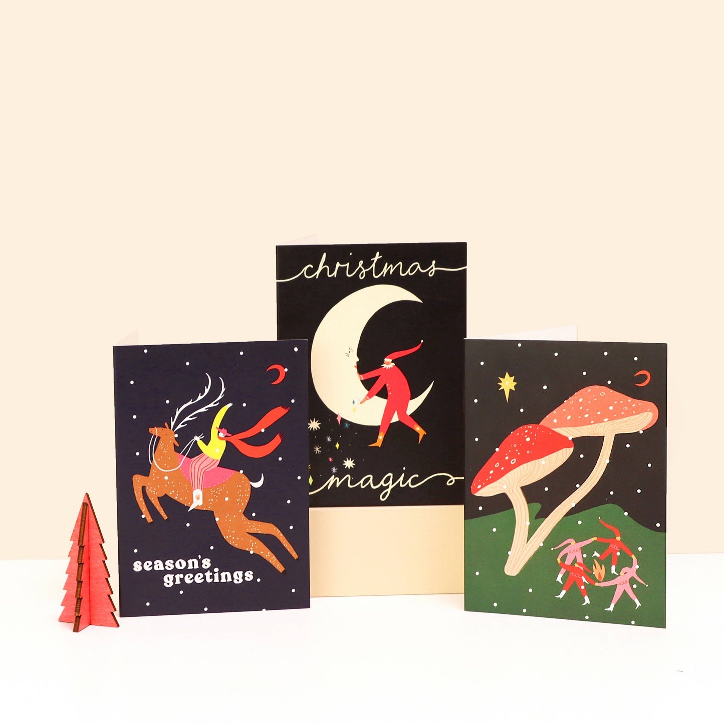 Folky Elves Christmas Card