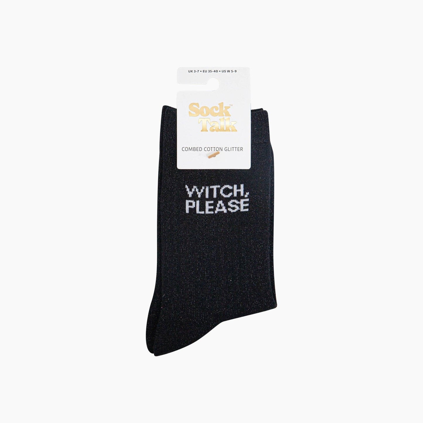 Witch Please Combed Cotton Glitter Socks in Black: UK 3-7 | EU 36-40 | US 5-9
