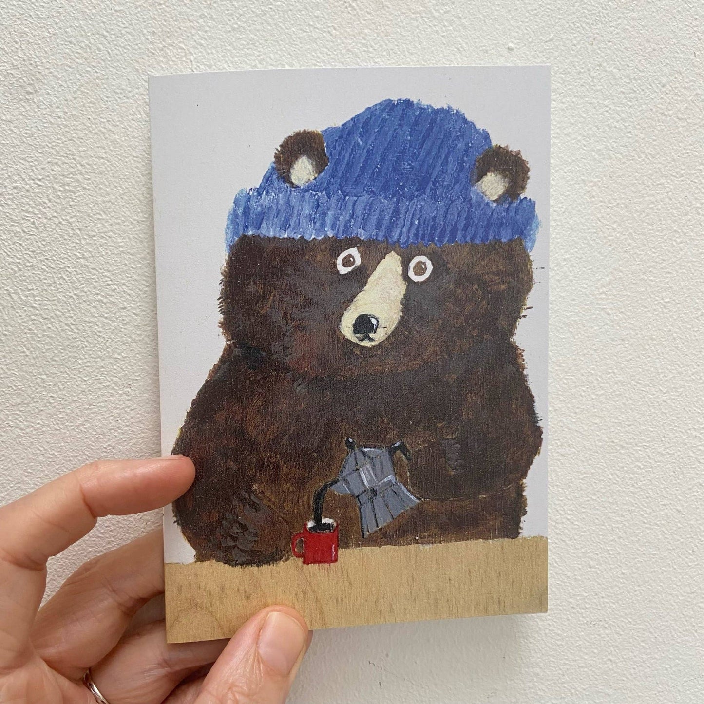 Greetings card -Blue beanie bear