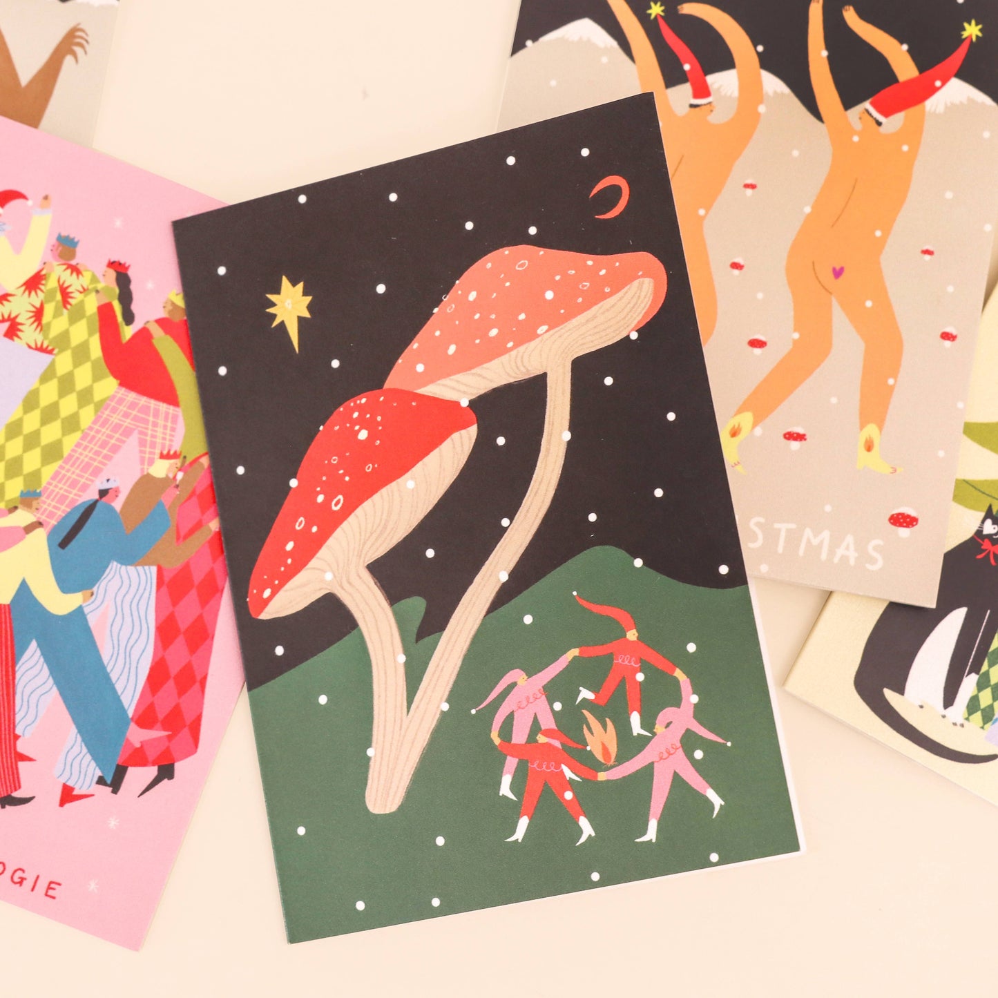 Folky Elves Christmas Card