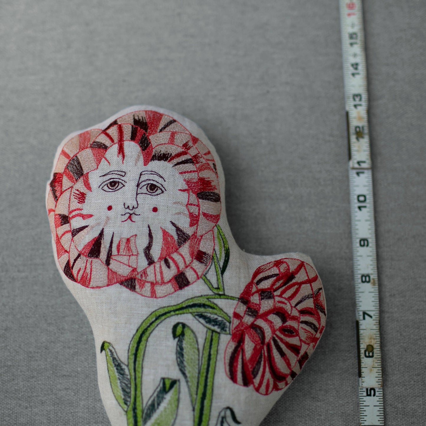 Poppies Pillow, Handmade, Cotton-filled, Embroidered Cushion