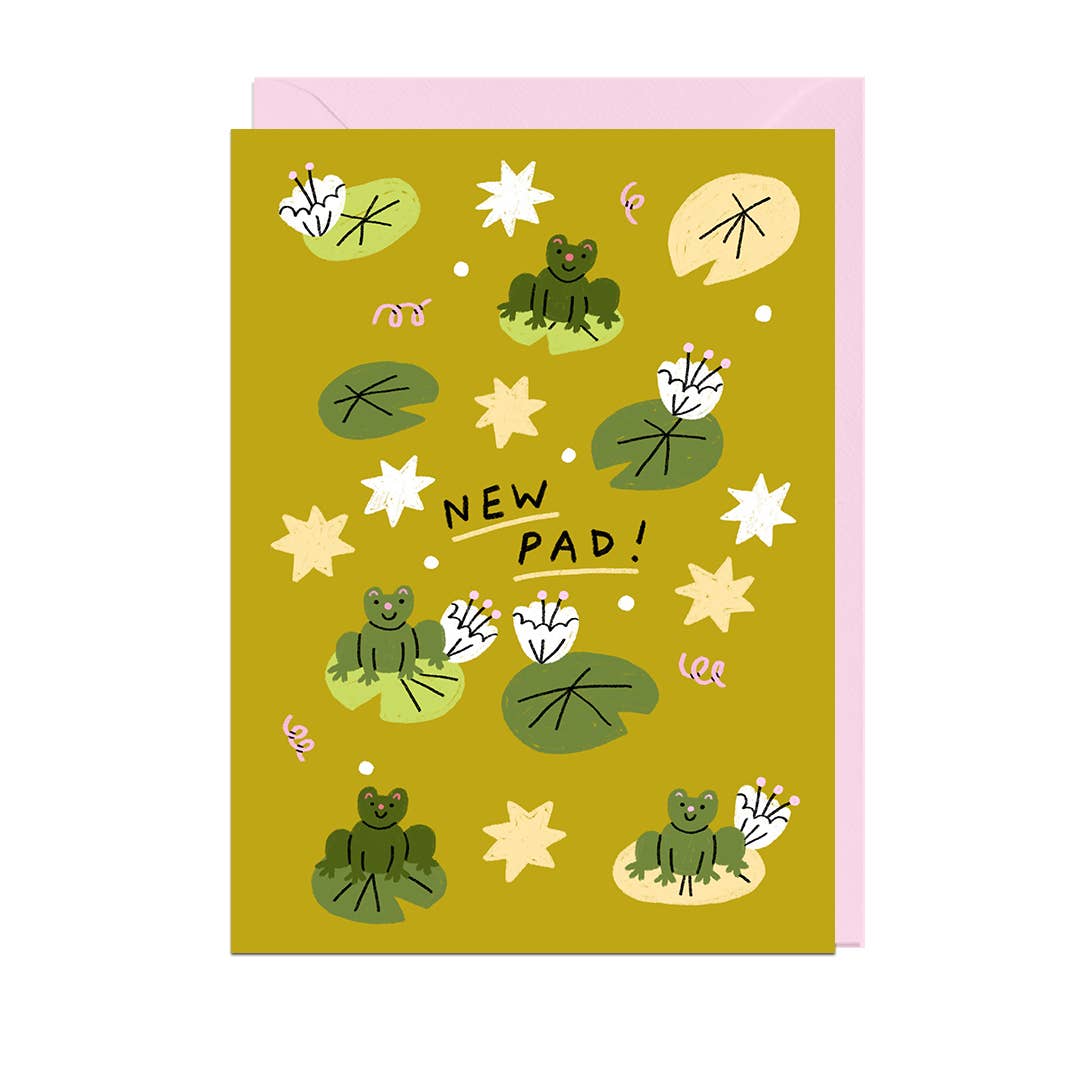 NEW PAD FROGS, PALE PINK ENVELOPE Card