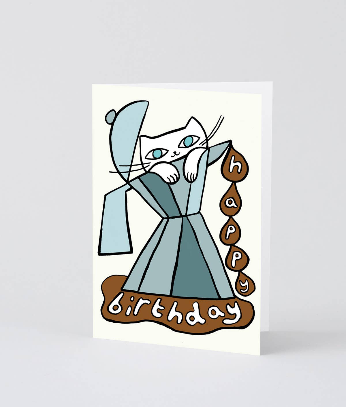 Happy Birthday Cat & Coffee' Embossed Greetings Card