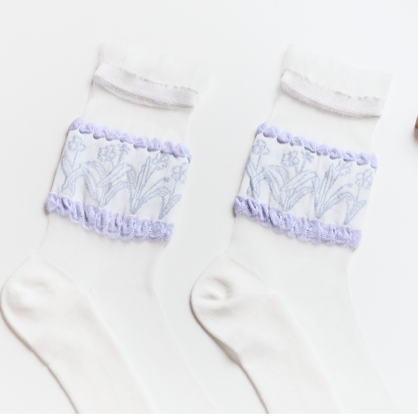 Women's Purple Floral Mesh Socks – Lightweight & Breathable: No.4