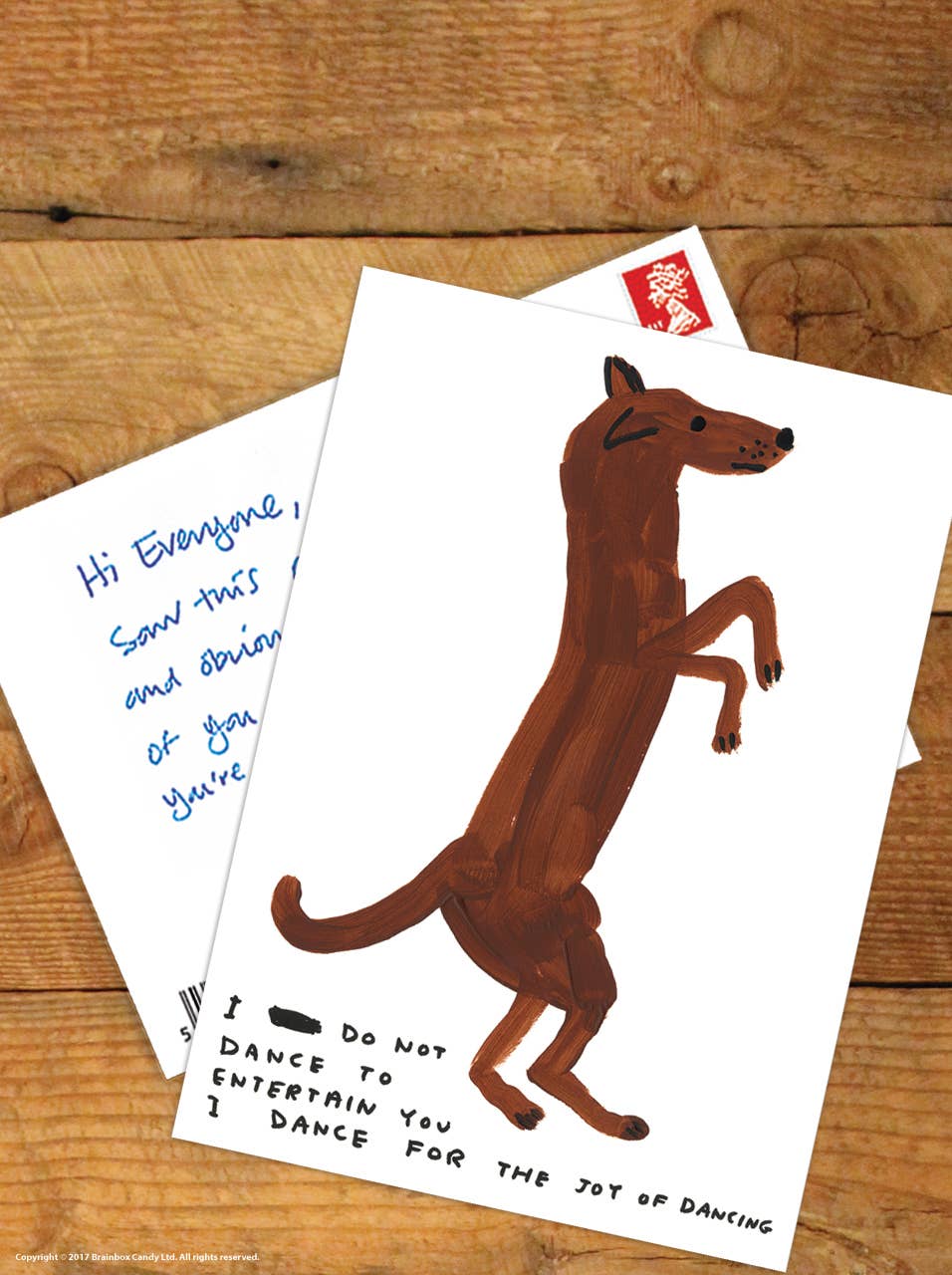 A6 Art Postcard By David Shrigley - Dancing Dog