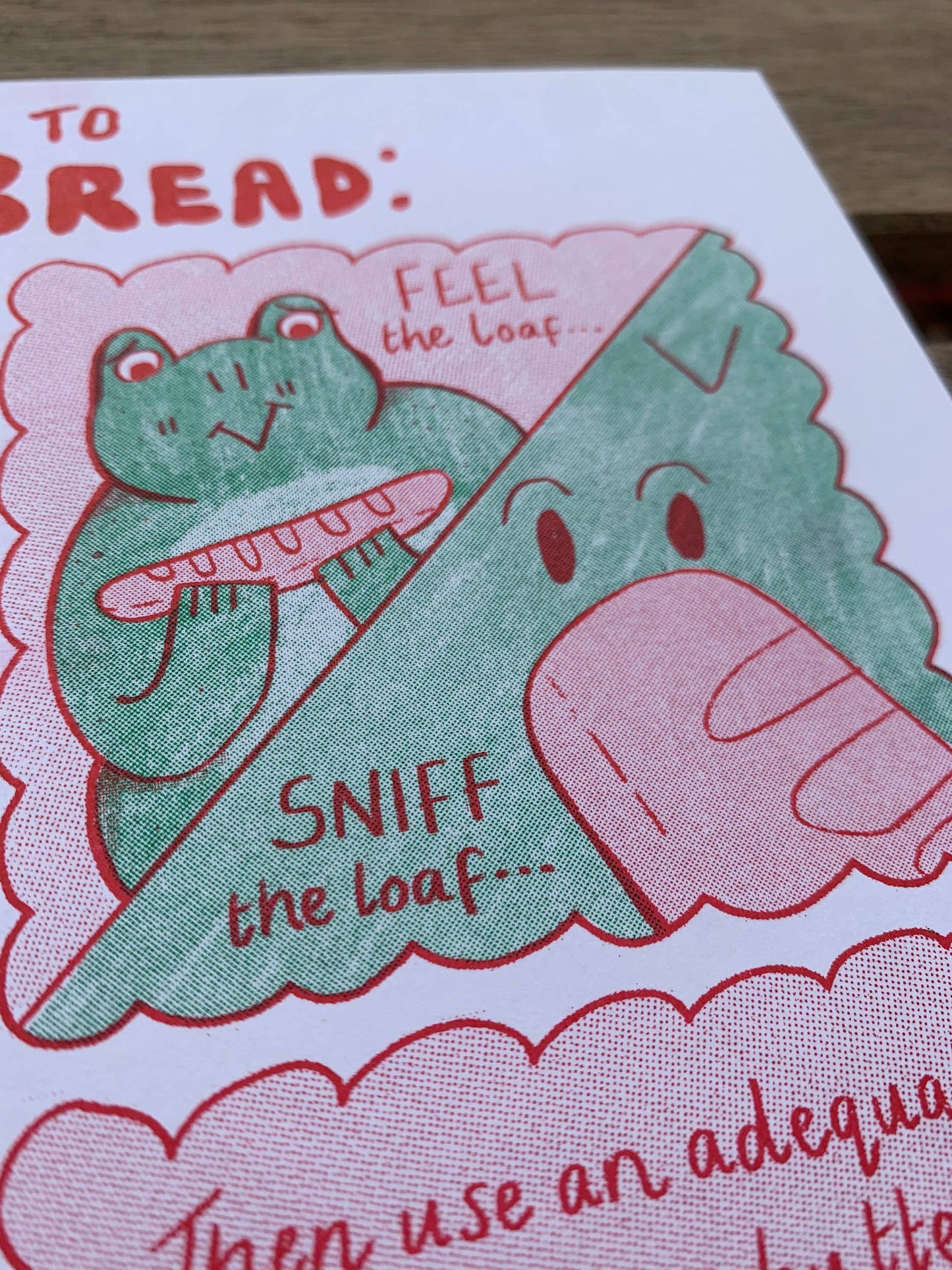 How to Eat Bread Frog Comic A4 Risograph Print