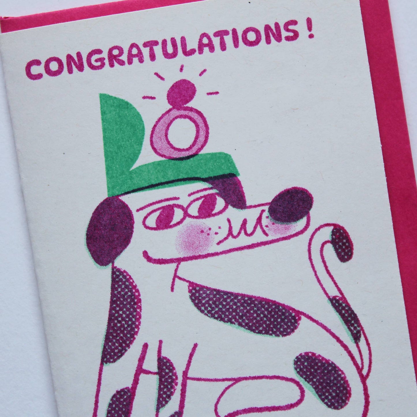 Congratulations engagement dog - A7 Mini Riso Greetings Card