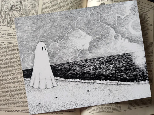 Ghost on a Lonely Beach Art Print: A4