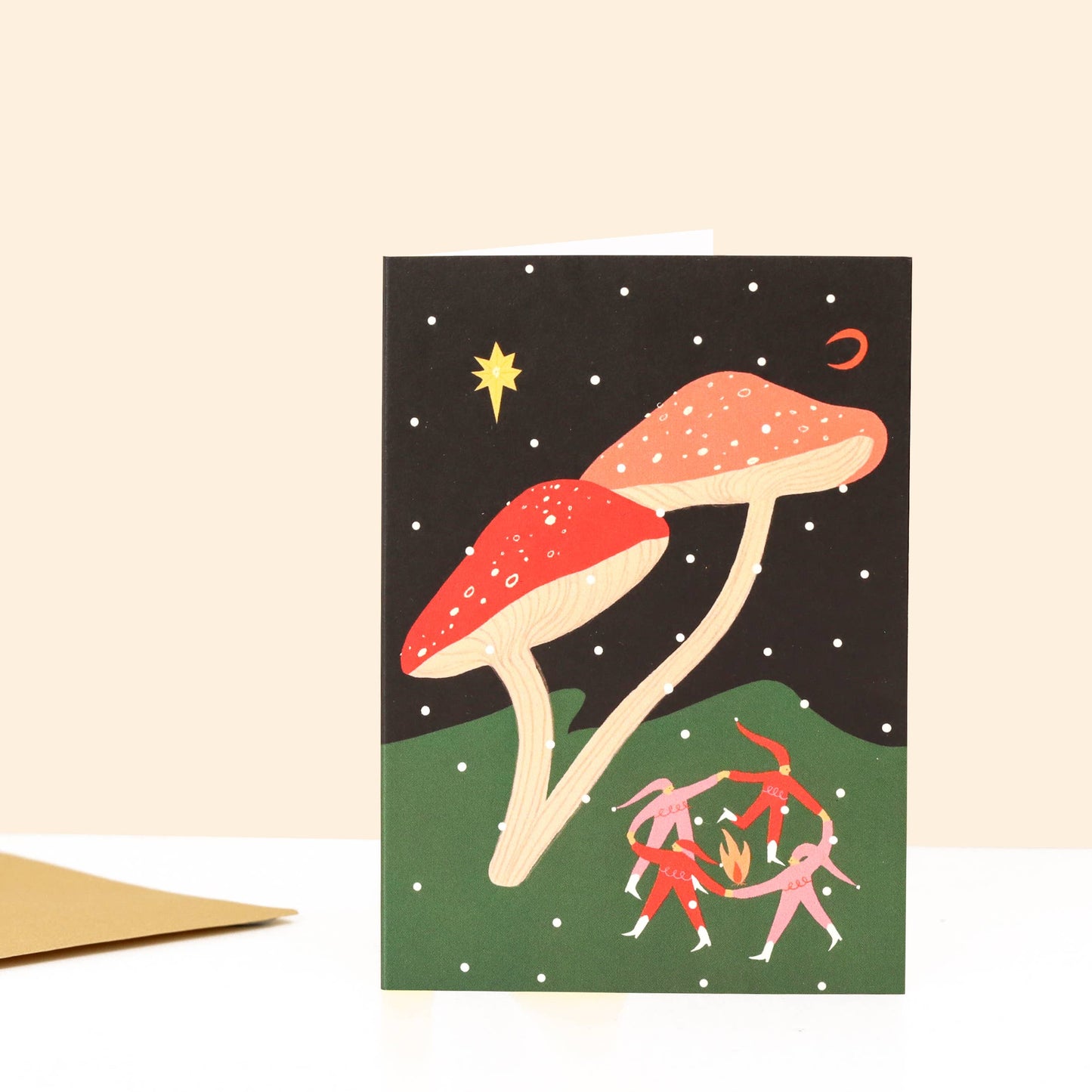 Folky Elves Christmas Card