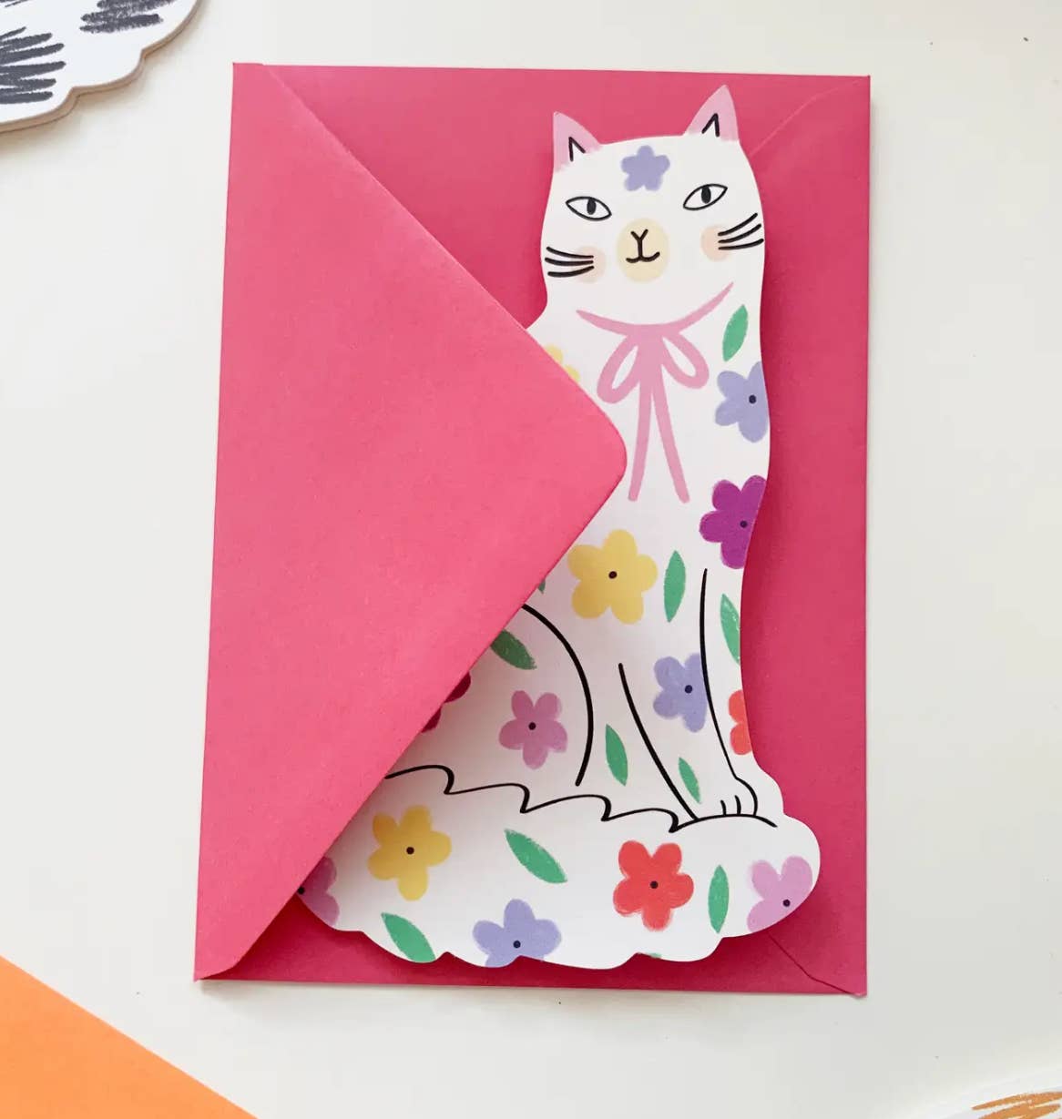 Sitting Kitty Floral Mother’s Day Cat Greeting Card : Mother’s Day Floral
