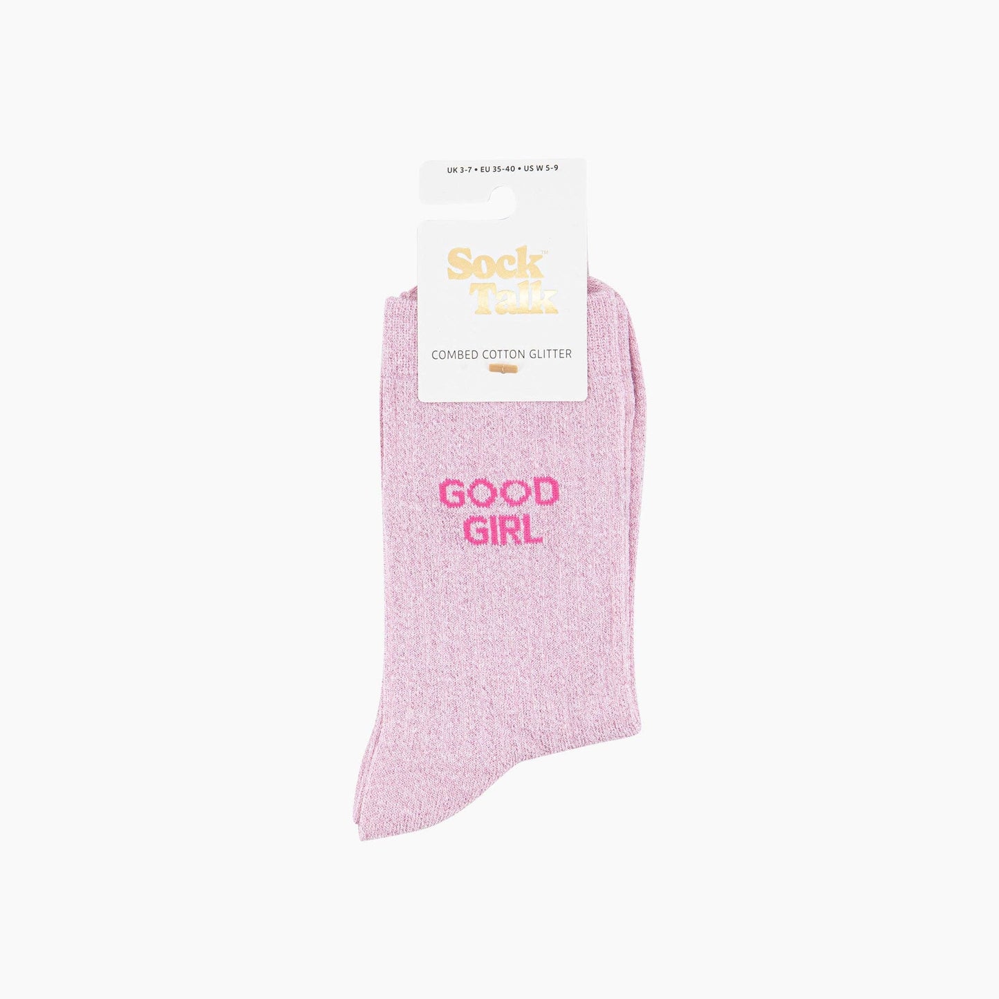 Good Girl Combed Cotton Glitter Socks in Light Pink: UK 3-7 | EU 36-40 | US 5-9
