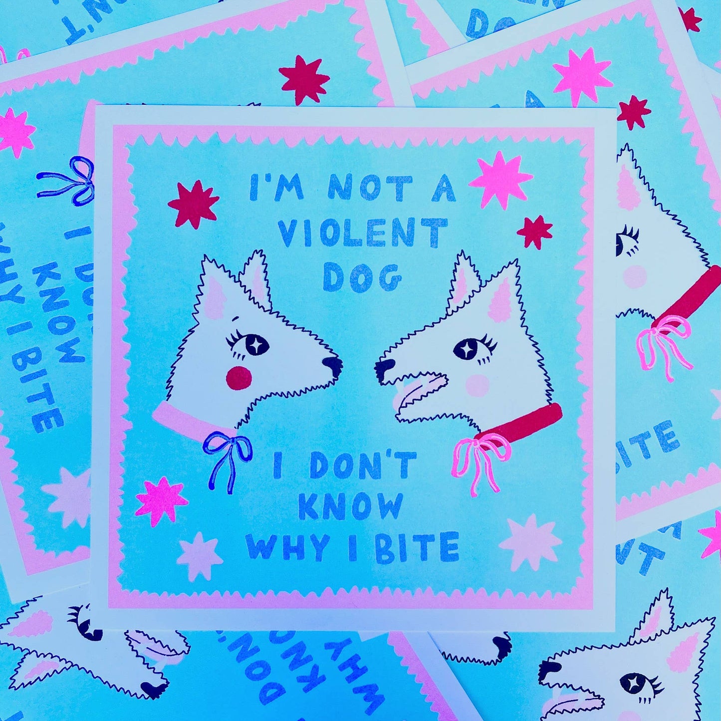 I Don’t Know Why I Bite 30 x 30cm Risograph Print