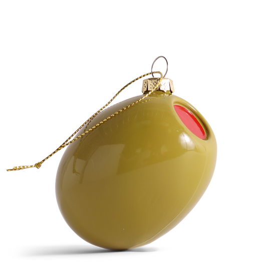 Olive Glass Decoration, 7cm