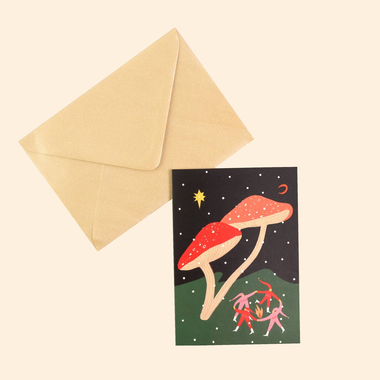 Folky Elves Christmas Card