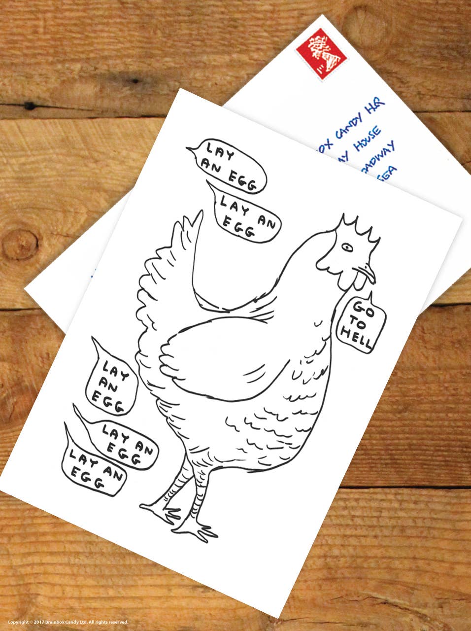 A6 Art Postcard By David Shrigley - Lay An Egg