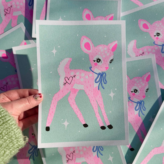 Kitsch Deer A5 Risograph Print