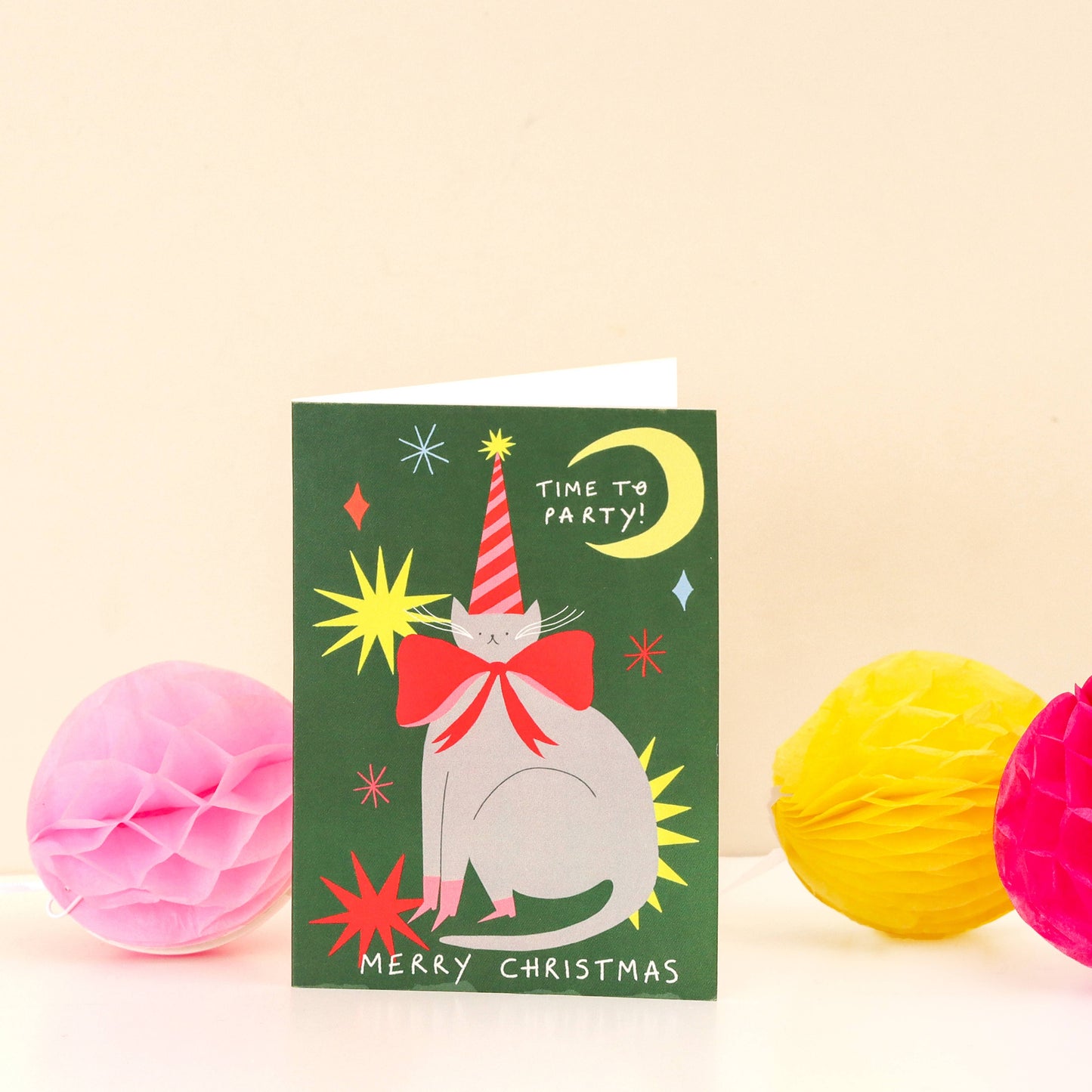 Time To Party Cat Christmas Card