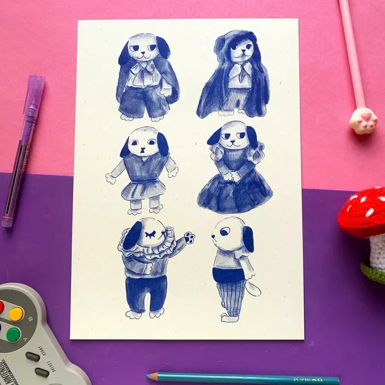 Bark Mage Dress Up A4 Risograph Art Print