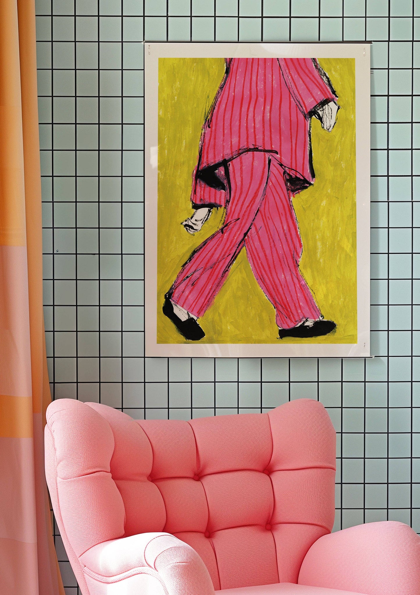 Pink Pyjama Fashion Art Print: A4