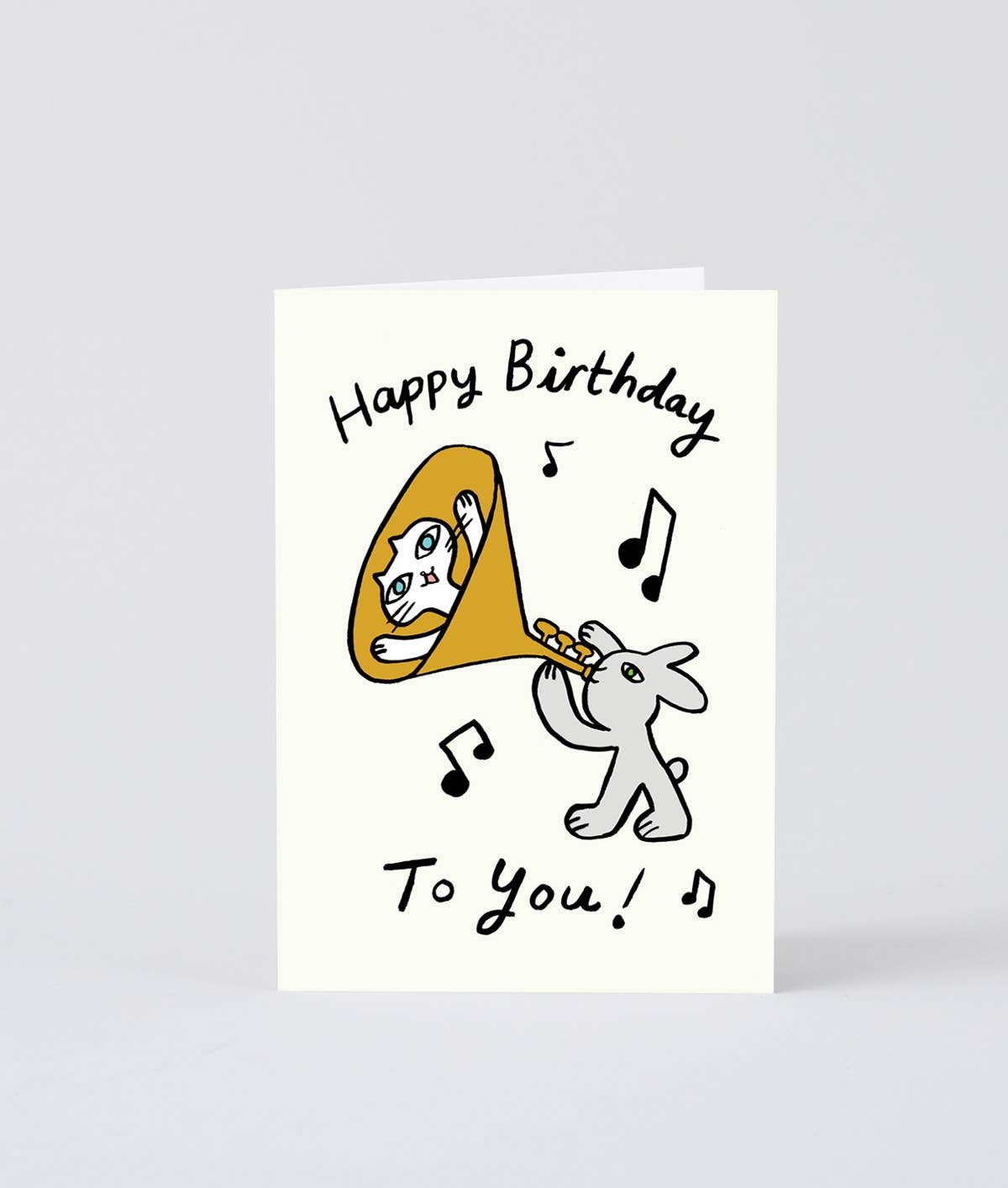 Happy Birthday Cat Trumpet' Embossed Greetings Card