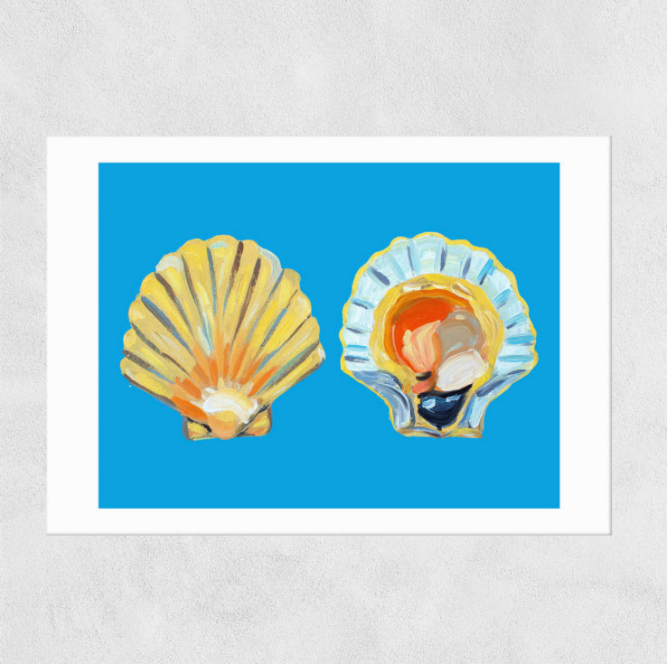 Scallops en Bleu A3 Art Print