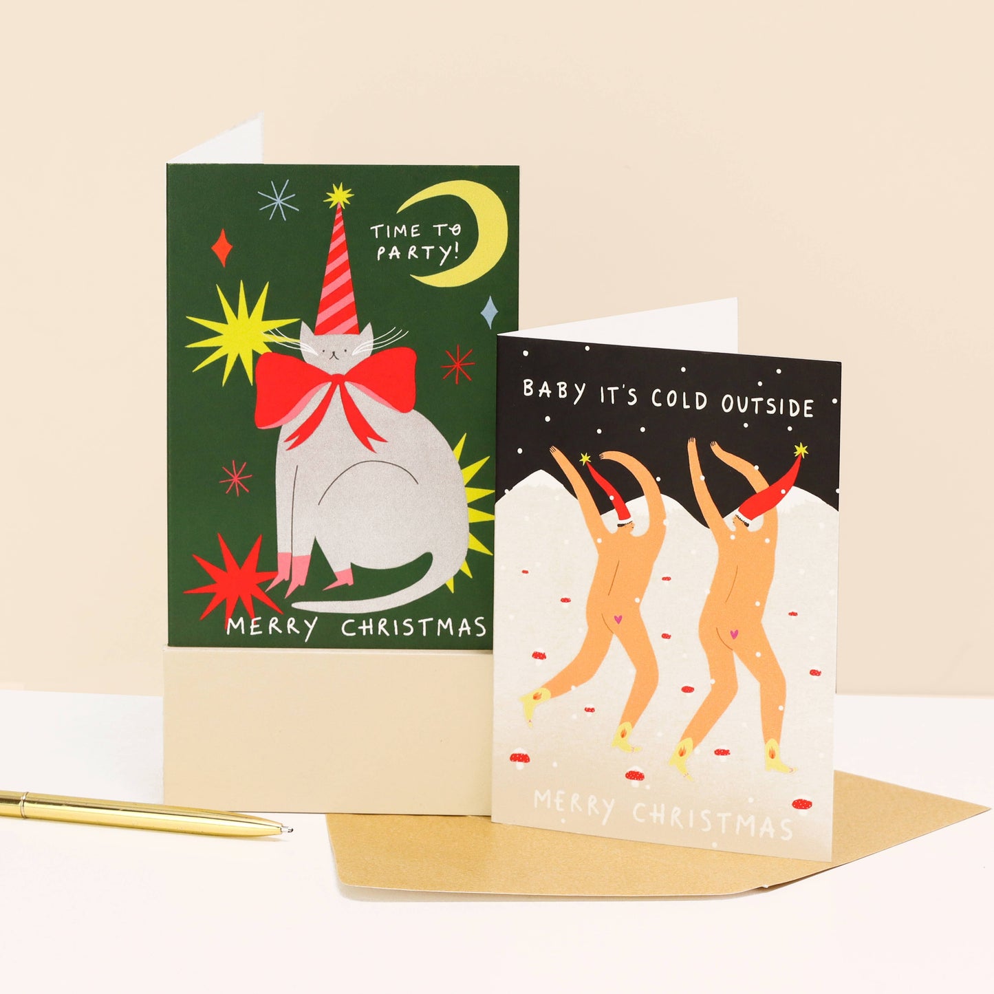 Time To Party Cat Christmas Card