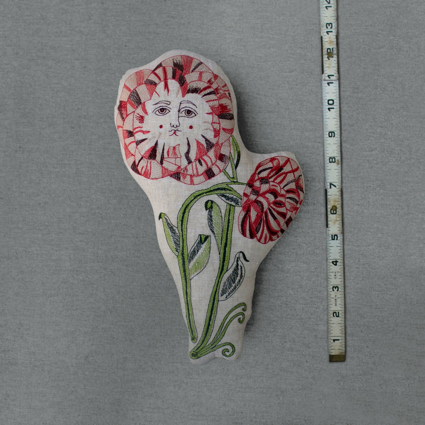 Poppies Pillow, Handmade, Cotton-filled, Embroidered Cushion