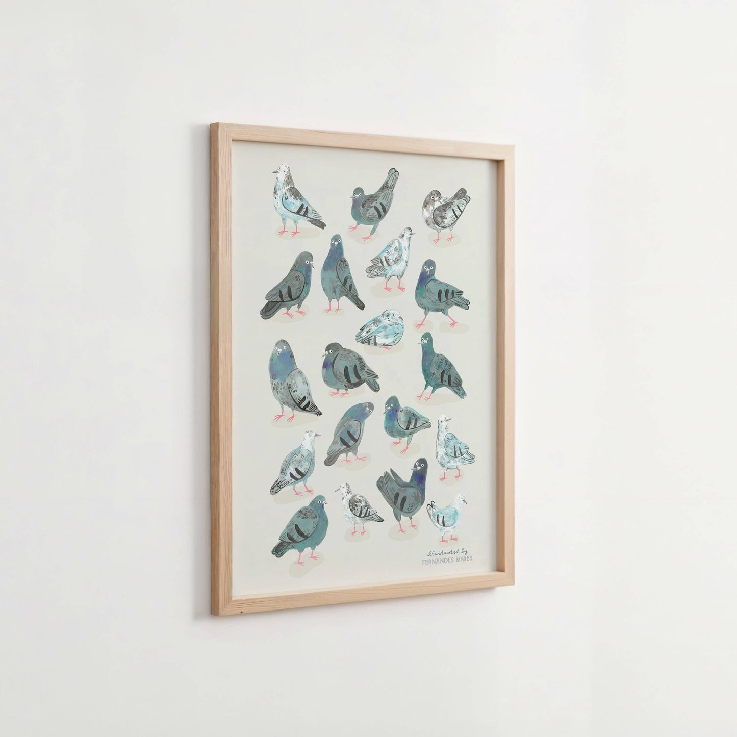 Pigeon Flock Fun Art Print: A4