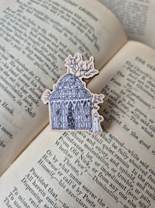 Glasshouse Ghost Wooden Pin Badge